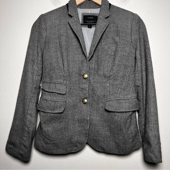 J. Crew Women Schoolboy Blazer Jacket 2 Gray Wool Preppy Academia Old Money - Picture 1 of 11